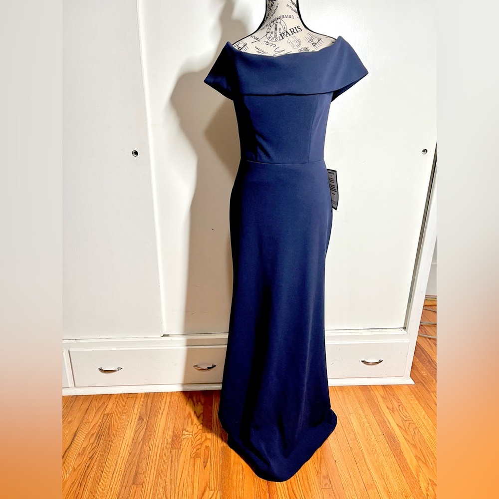 Formal  Betsy Adam Navy Off-Shoulder Dress